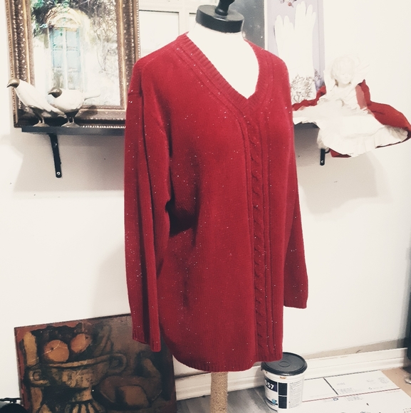 Womens Red knit Sweater Plus A LITTLE EXTRA SPICE - Picture 8 of 11